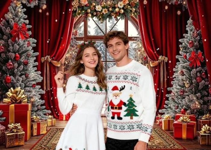 Red Window Background – 7x5FT Christmas Backdrop – Winter Snow – Snow Tree