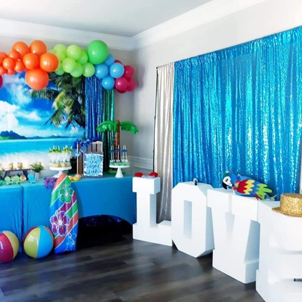 Turquoise Sequin Backdrop Curtains 4 Panels Sequin Backdrop 2FTx8FT Sequin Cu…