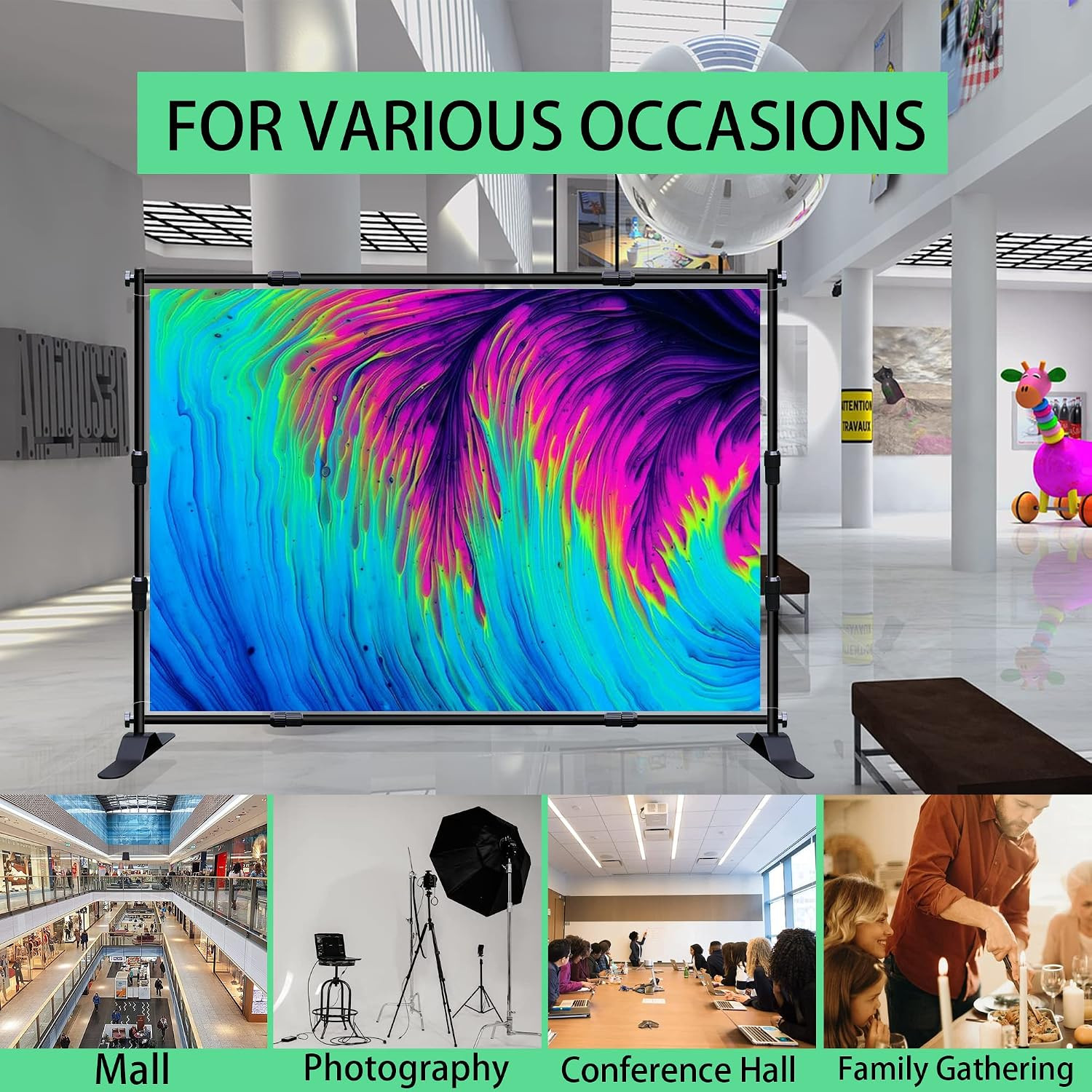 Photo Backdrop Banner Stand Kit, Heavy Duty 10 x 8 FT Adjustable Telescopic Tube