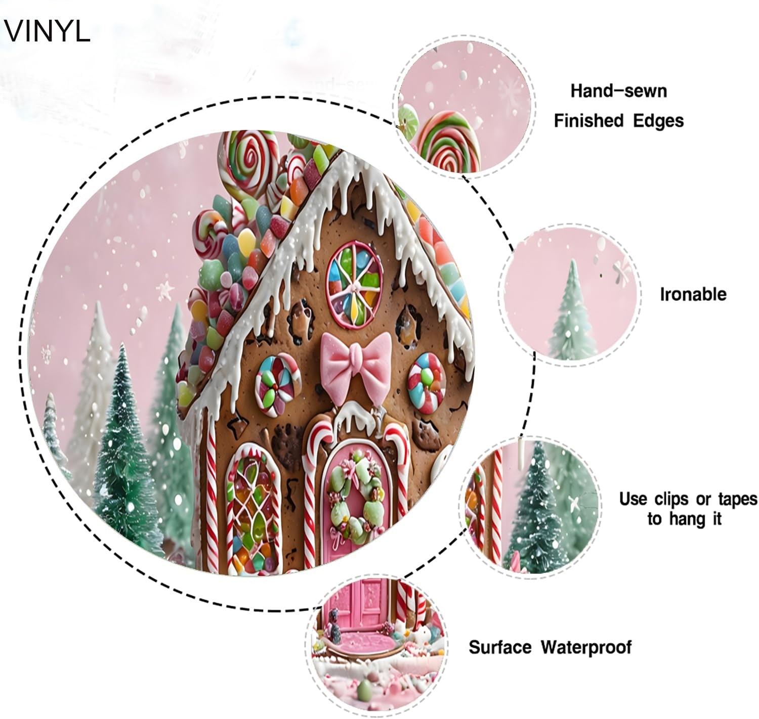 Christmas Candyland Peppermint Lollipop Holiday Photo Backdrop 7x5ft Mat