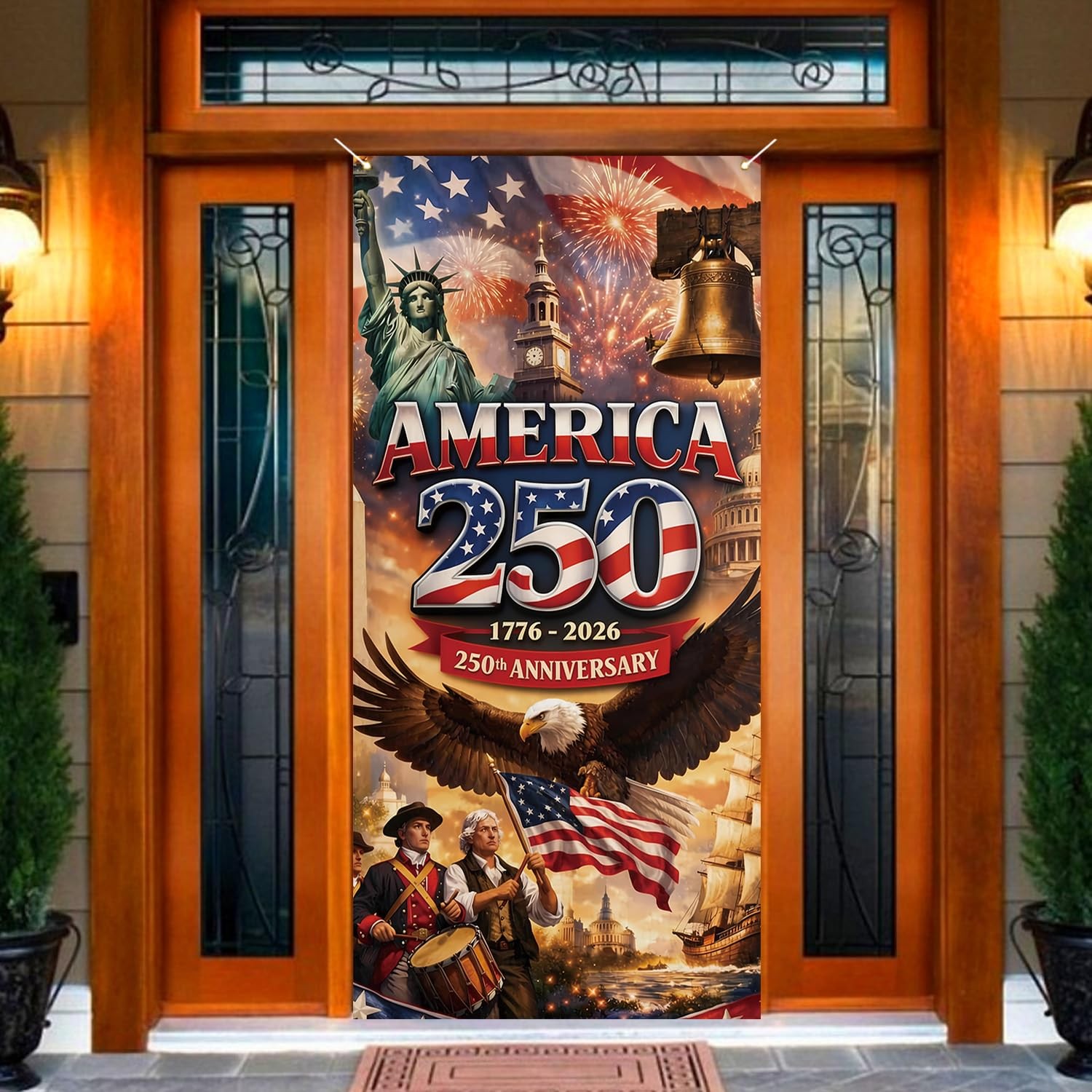 America 250 Anniversary Door Cover Patriotic Photo Backdrop 4Th of July Fourth o