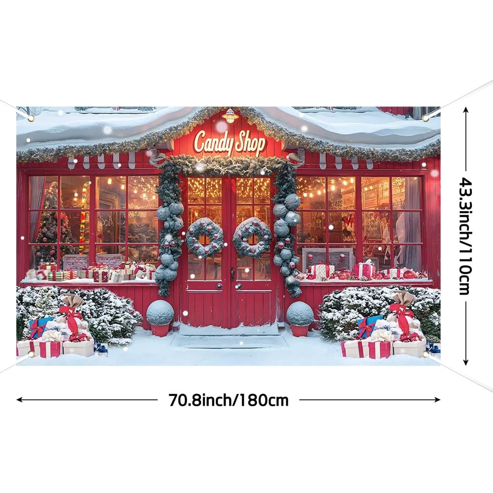 Extra Large Christmas Banner Winter Snow Scene Photography Backdrop 70.8×43.3″