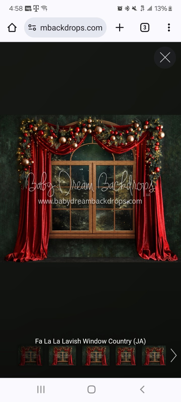 2 baby dream backdrops Christmas Fa La La Lavish Red Santa Fireplace Window