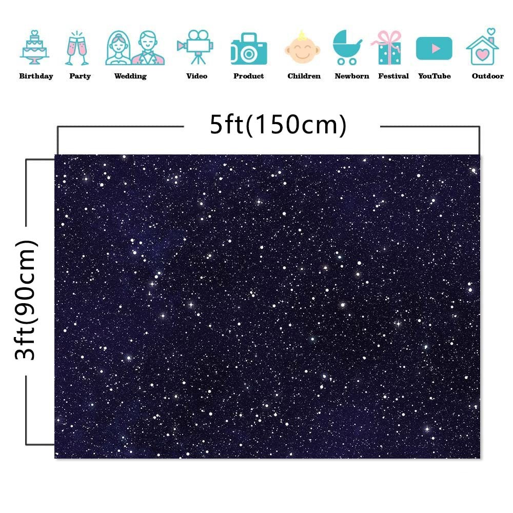 Night Sky Star Photography Backdrop Universe Space Theme Starry Banner
