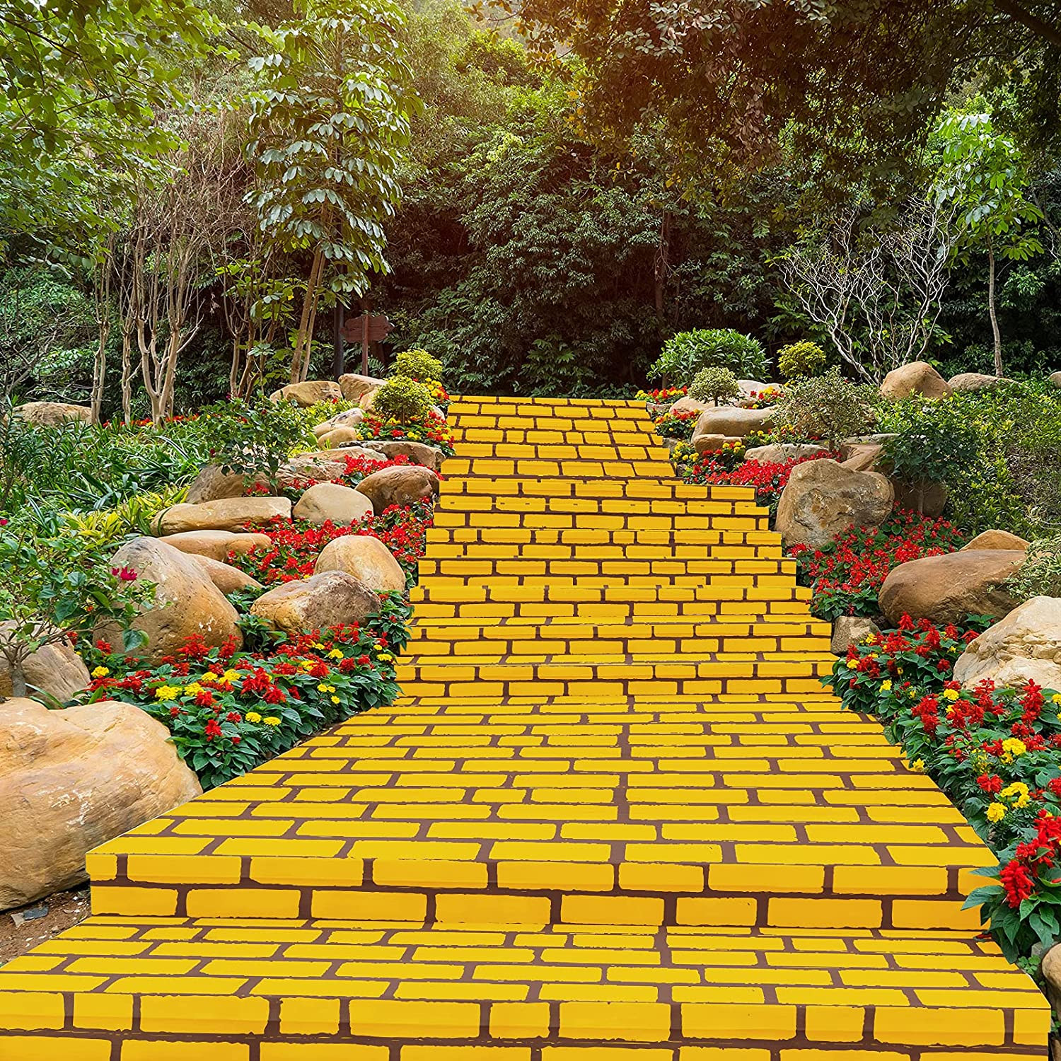 4.5 x 9 Feet Brick Road Runner Novelty Aisle Floor Runner Brick Wall 3 Yellow