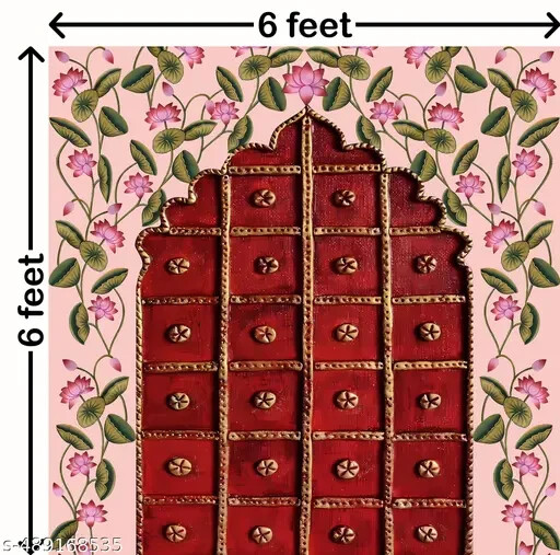 Festive backdrop for home pooja, backdrop decoration cloth, cloth for katha, bac