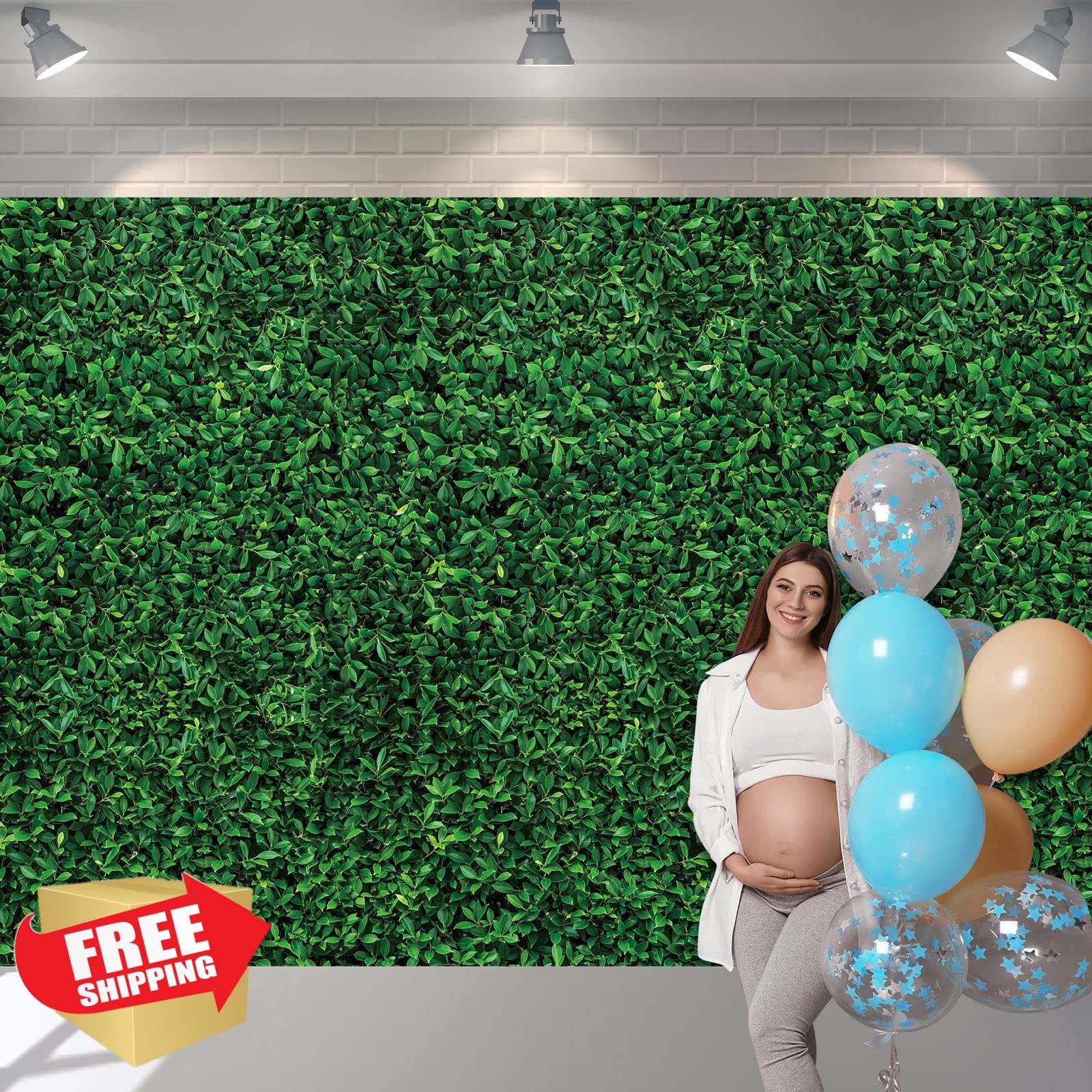 Tatuo 6 green leaves backdrop 9×4.5ft