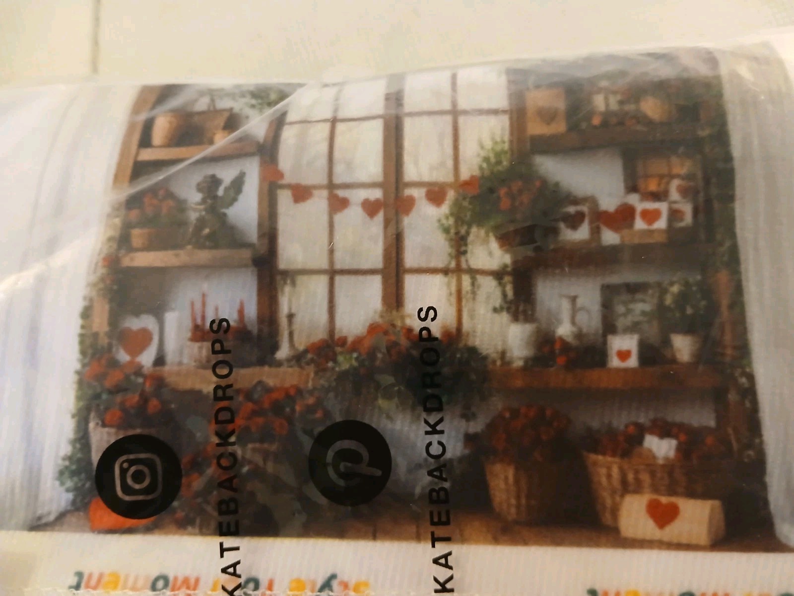 Kate Large backdrop Photography Hearts Decorated Shelves Brand New In Bag