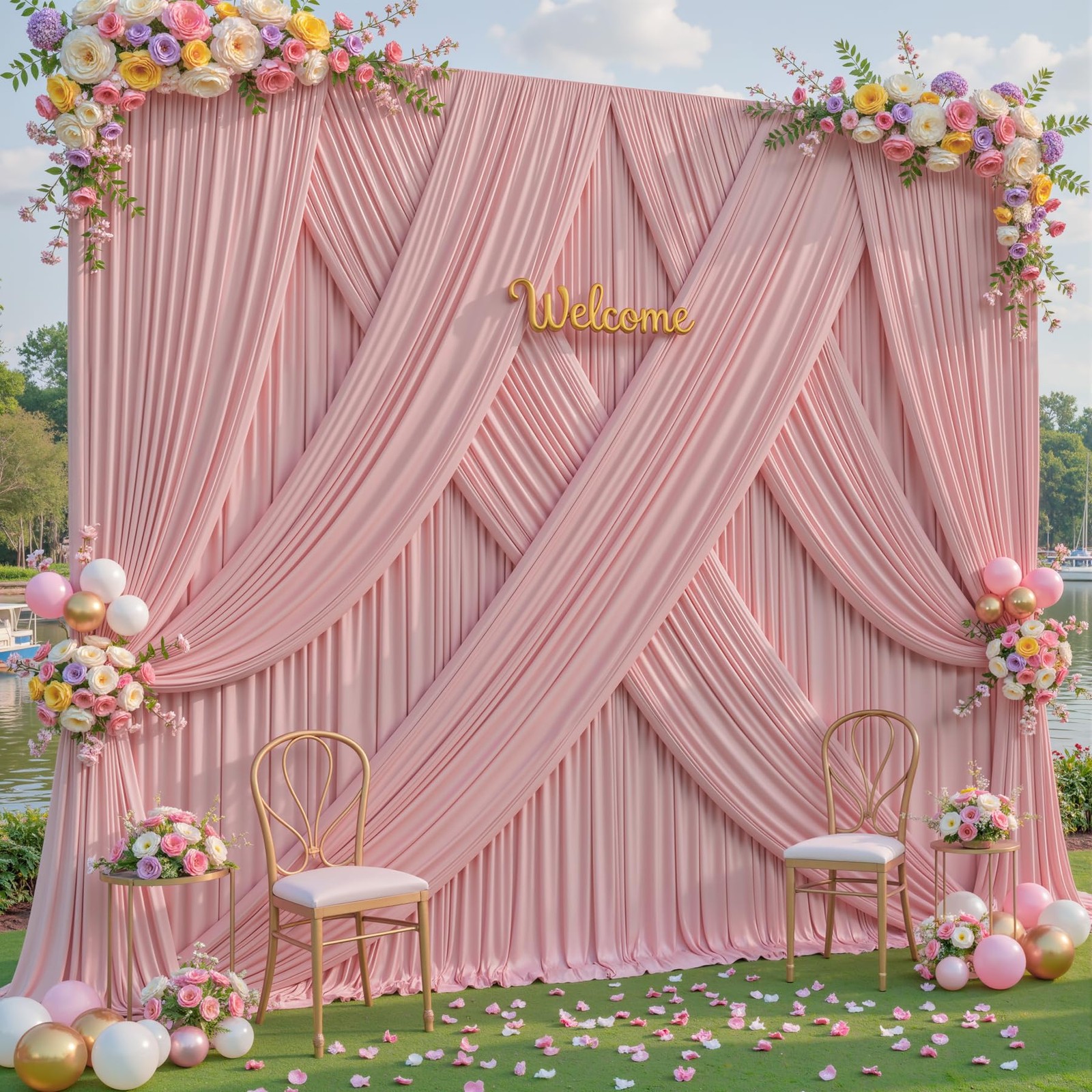 10 Panles Dusty Rose Backdrop Curtains – W4′ x H10′(10 panels),