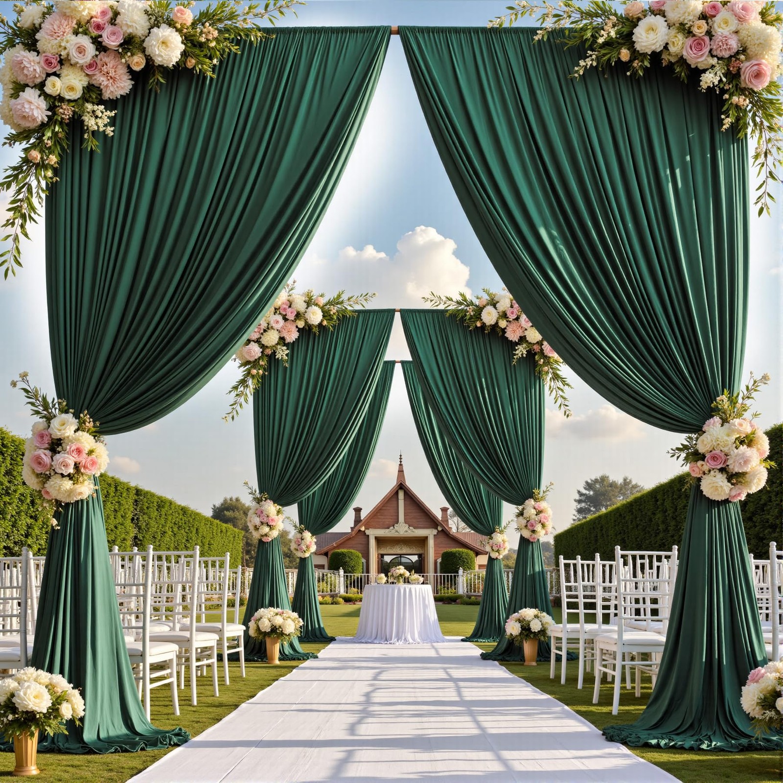 50ftx15ft Hunter Green Backdrop 5ft(W)x15ft(H)_10 Panels,