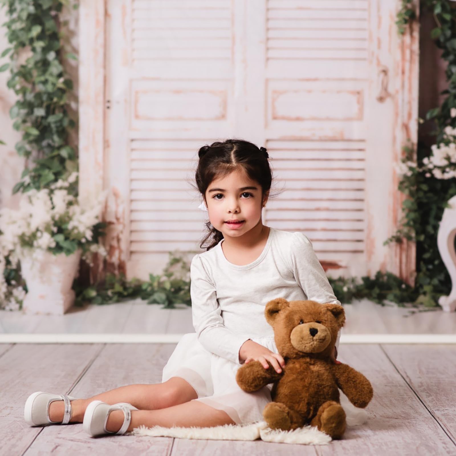 Kate White Wood Flooring Mat Photography Floor Mats 8x5ft, 1