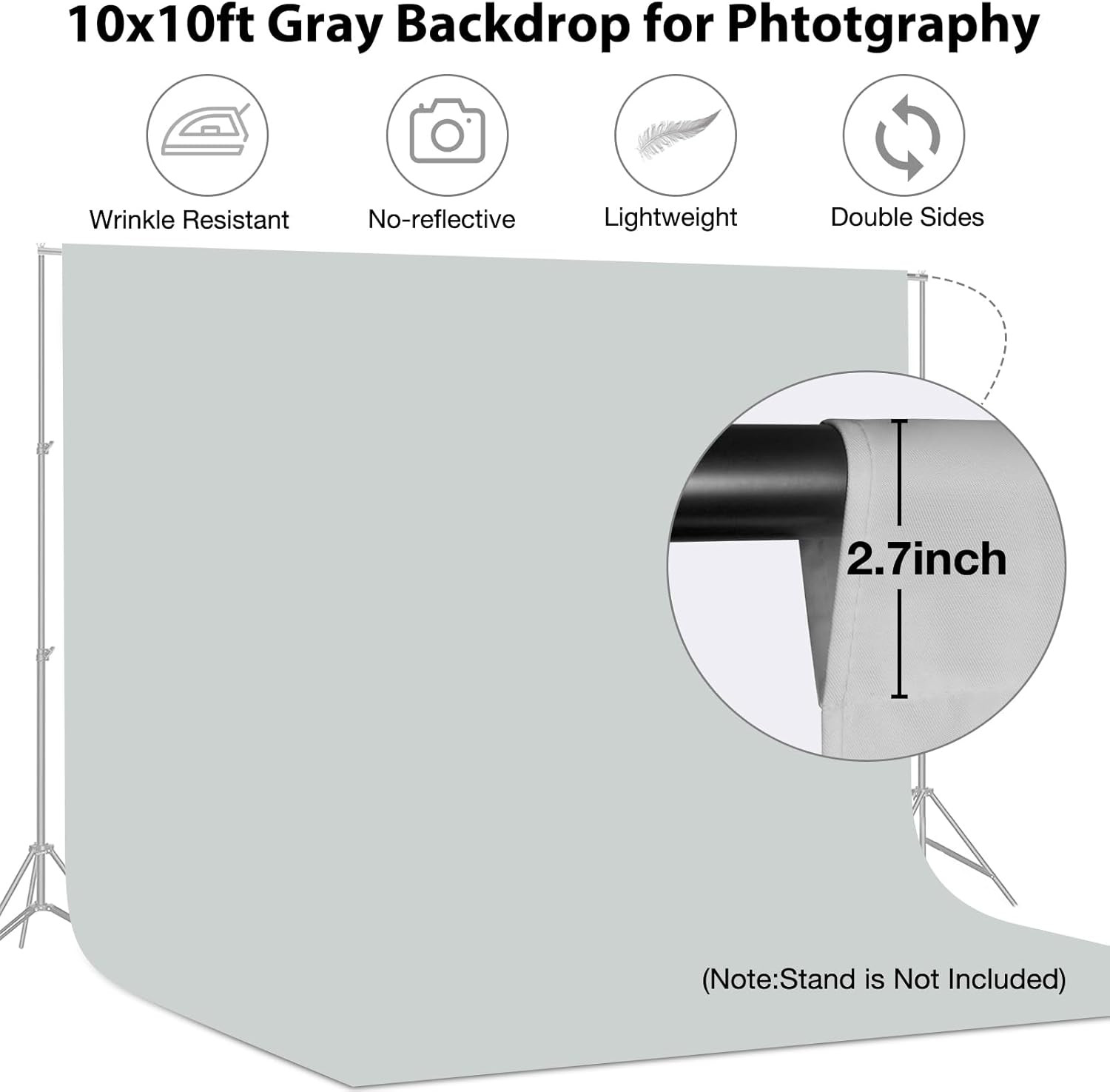 10X10 FT Gray Backdrop Background for Photography Large Pure Photo Bac