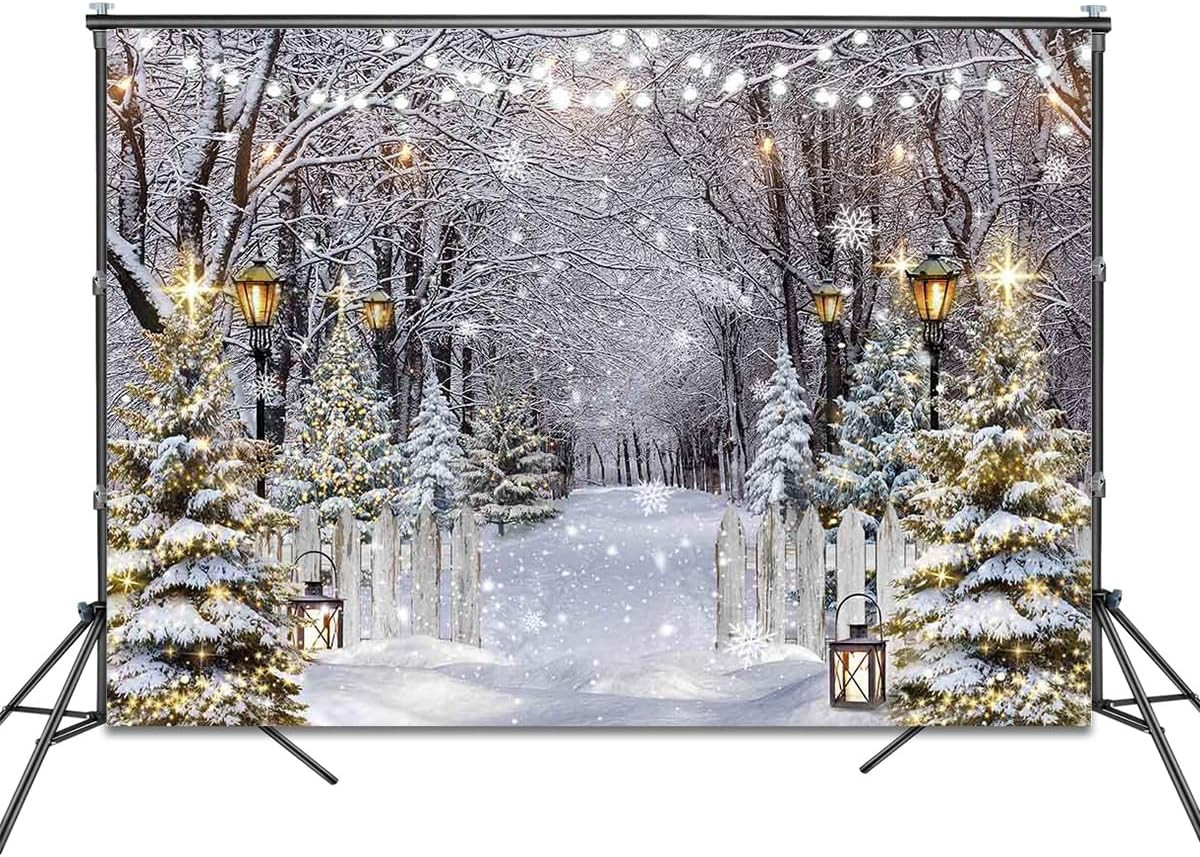 Winter Wonderland Snow Forest Backdrop for Holiday Photography 7×5 Ft