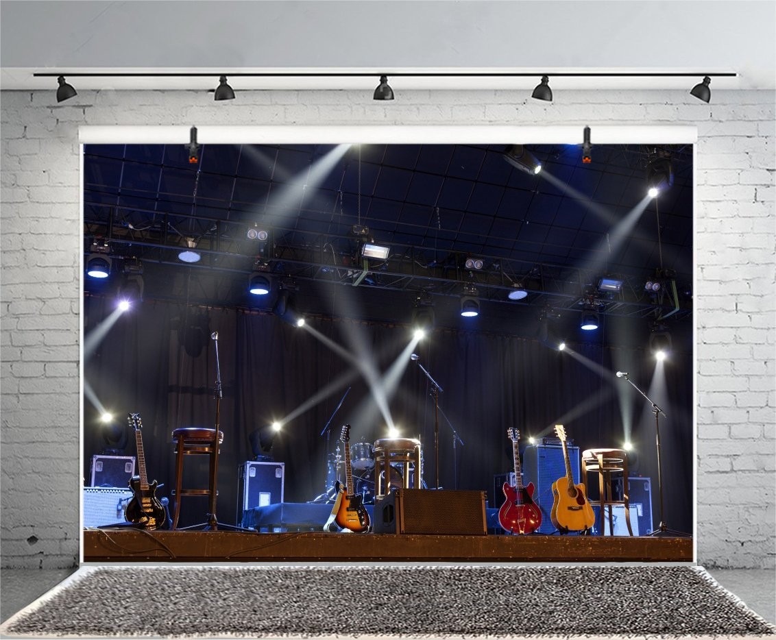 Yeele 10×6.5ft Band Stage Backdrop Spotlight Nightclub Show Rock Guitar Singing