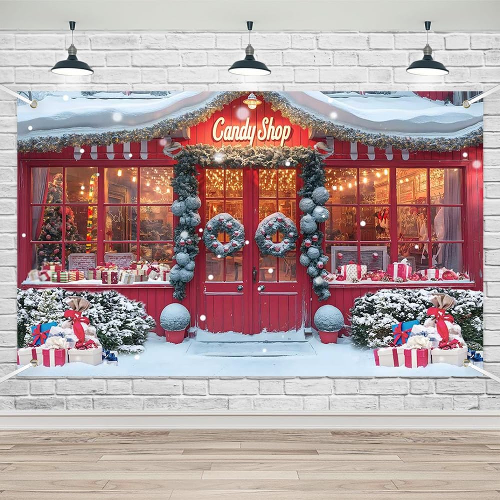 Extra Large Christmas Banner Winter Snow Scene Photography Backdrop 70.8×43.3″
