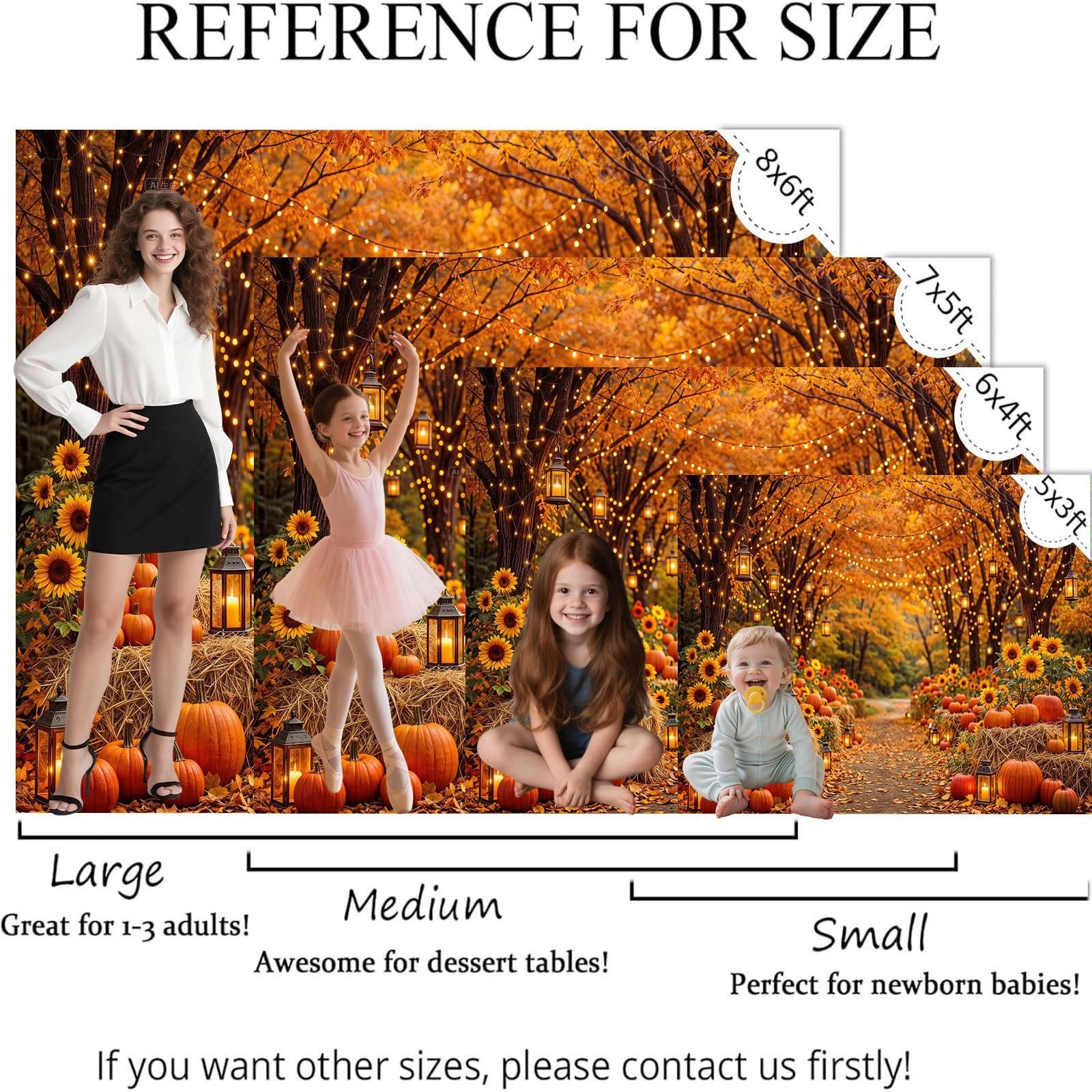 Autumn Forest Photo Backdrop 7×5 ft – Fall Harvest Pumpkins, Sunflowers & Leaves