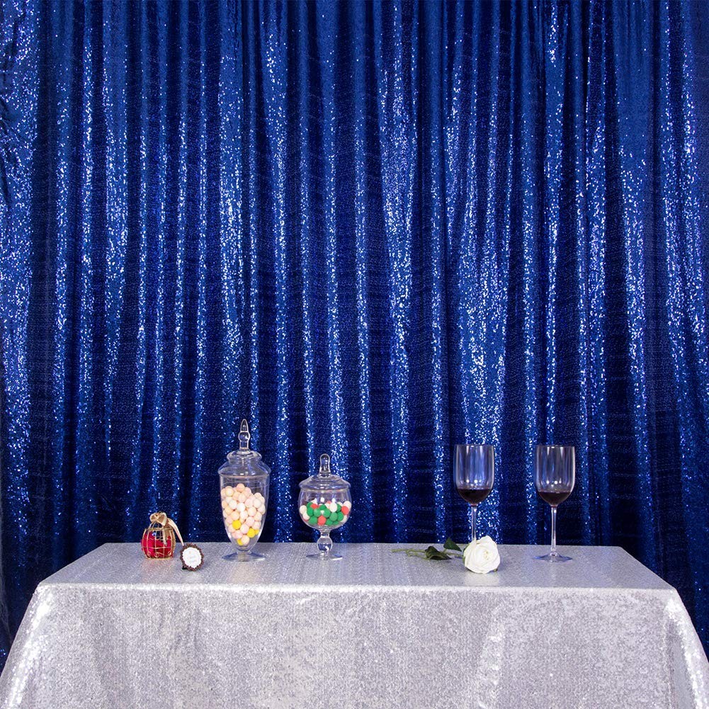 7x7ft Navy Blue Sequin Backdrop, High Density Non-Transparent Glitter Curtain…