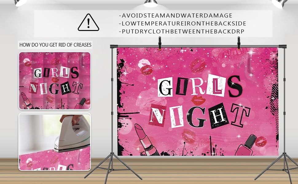 CGXINS Pink Girls Night Themed Party Props Lipstick Cosmetic 7×5 FT,