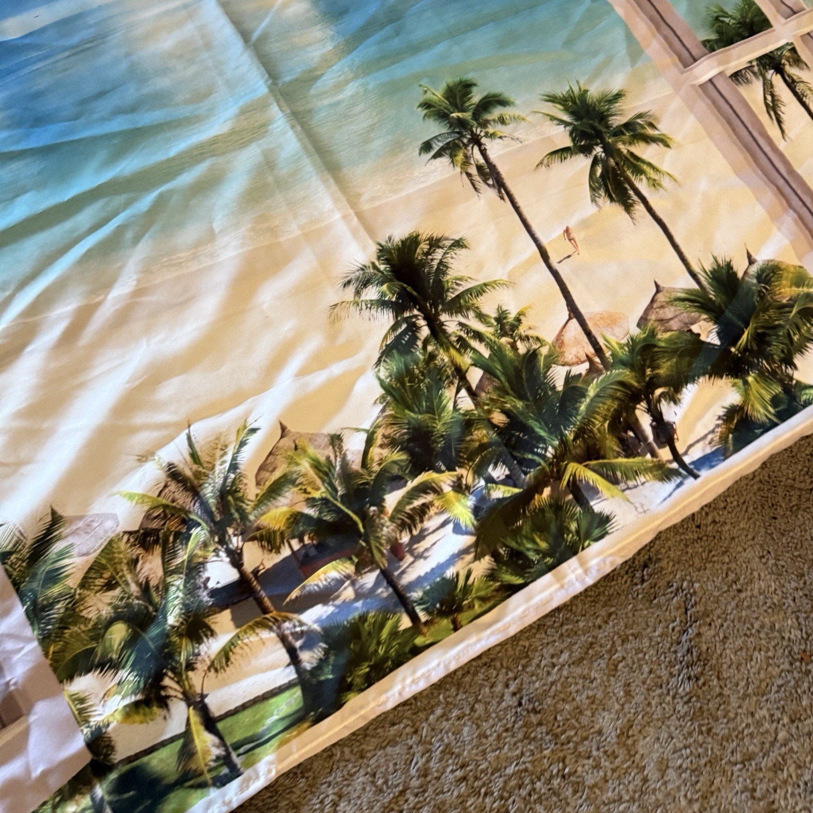 Summer Beach Window Backdrop Hawaii Tropical Island Palm Leaves Ocean 3’x5’