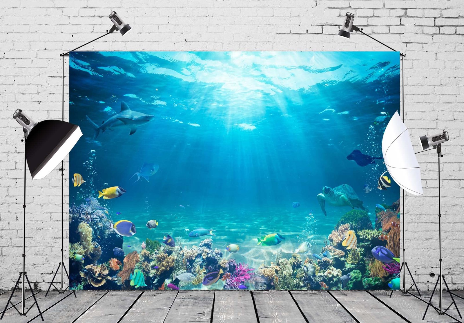 BELECO Underwater World Backdrop 7x5ft Fabric Undersea 7x5FT, A10290