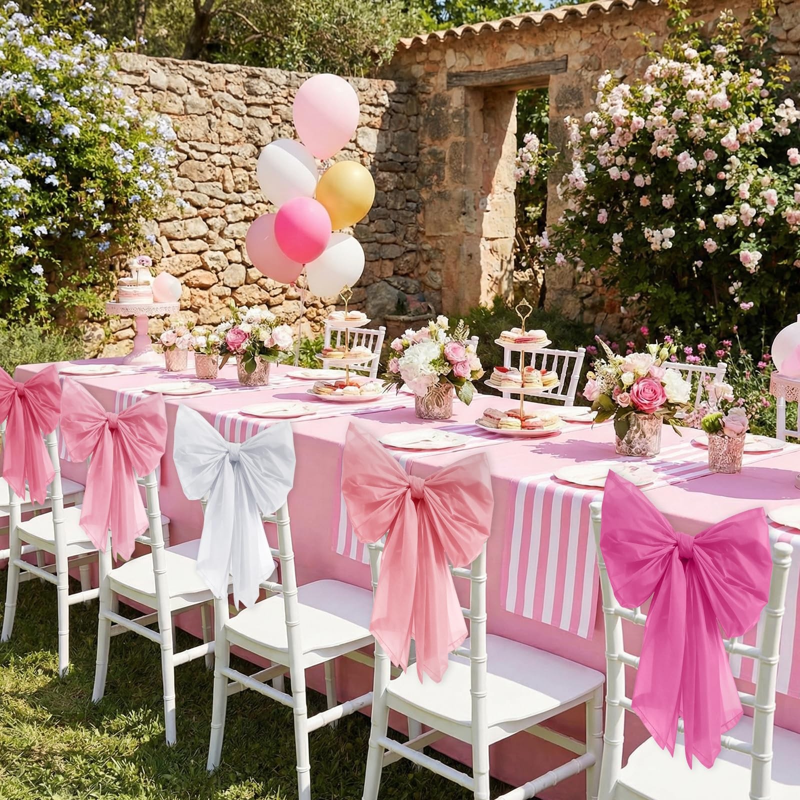 10 PCS Pink Bow Wall Decor DIY Giant Big Hanging Wedding Birthday Backdrop