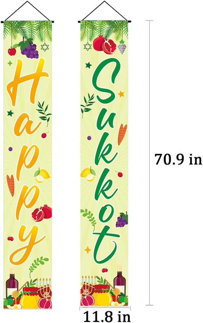 Happy Sukkot Porch Banner Decorations for Jewish Holiday Party Supplies Garland