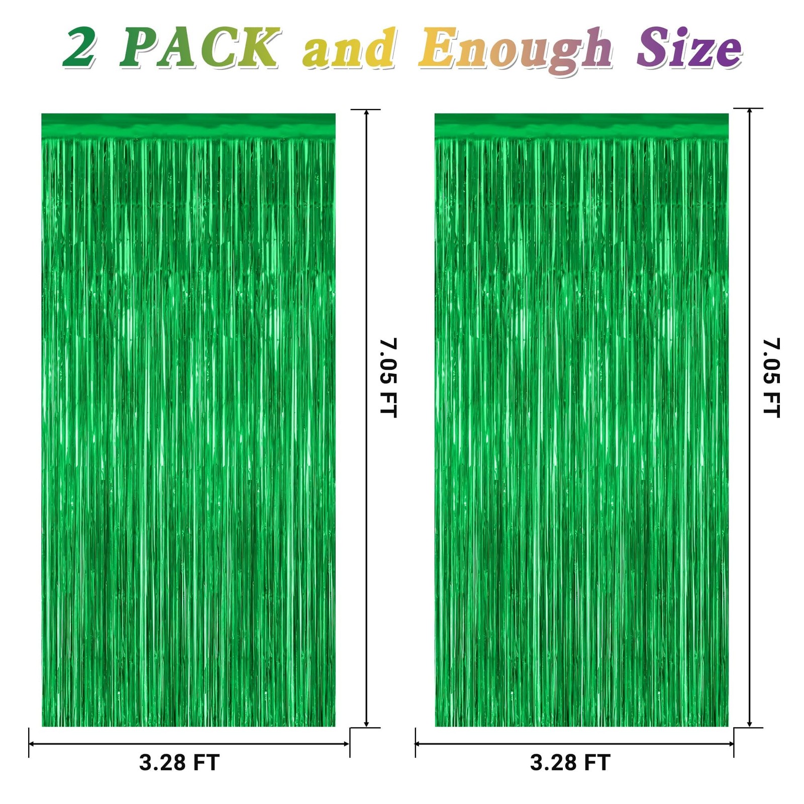 ZATAYE 2 Pack Green Foil Curtain Backdrop Birthday Party 2 PCS,