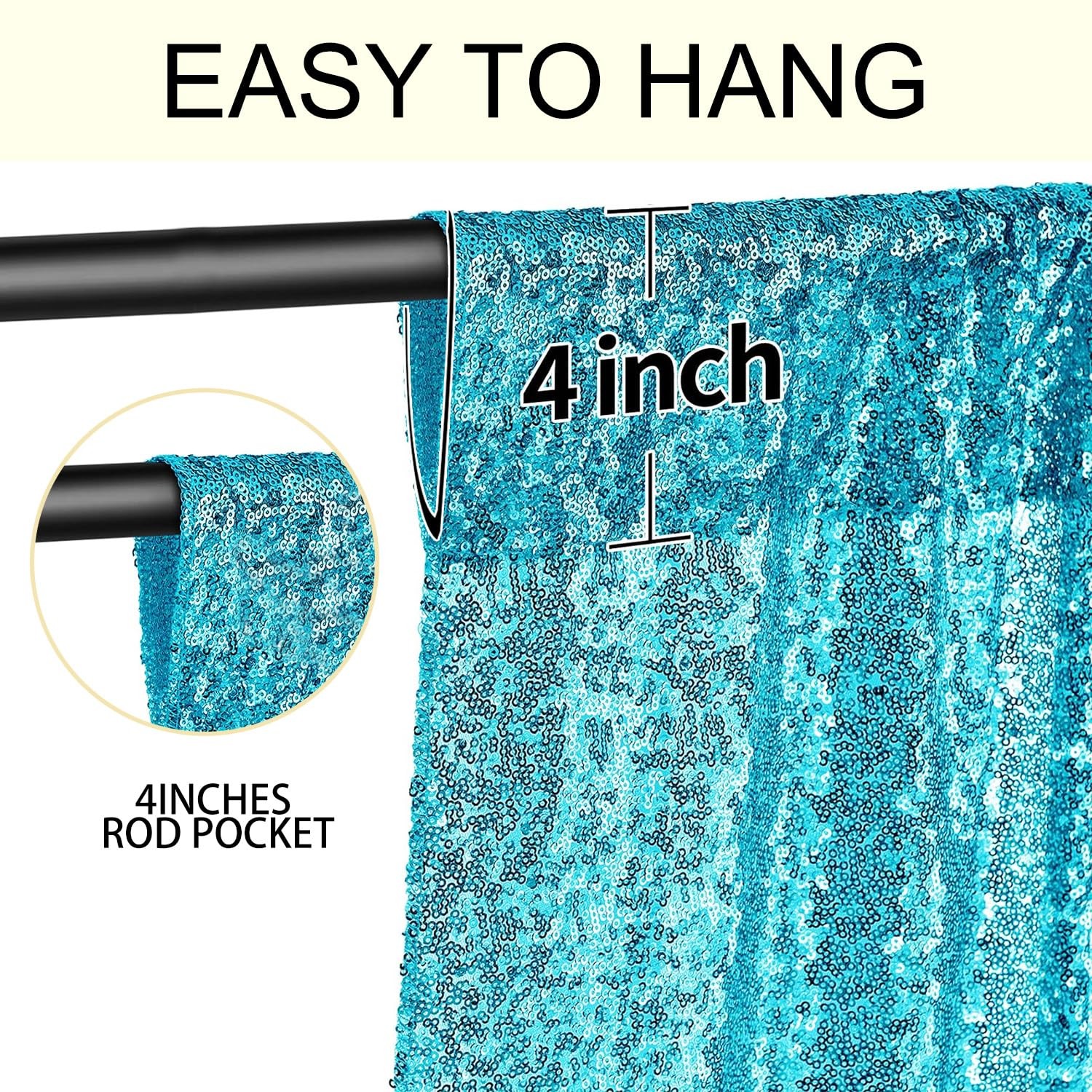 Turquoise Sequin Backdrop Curtains Panels Photography Glitter 28FT 2 PCS