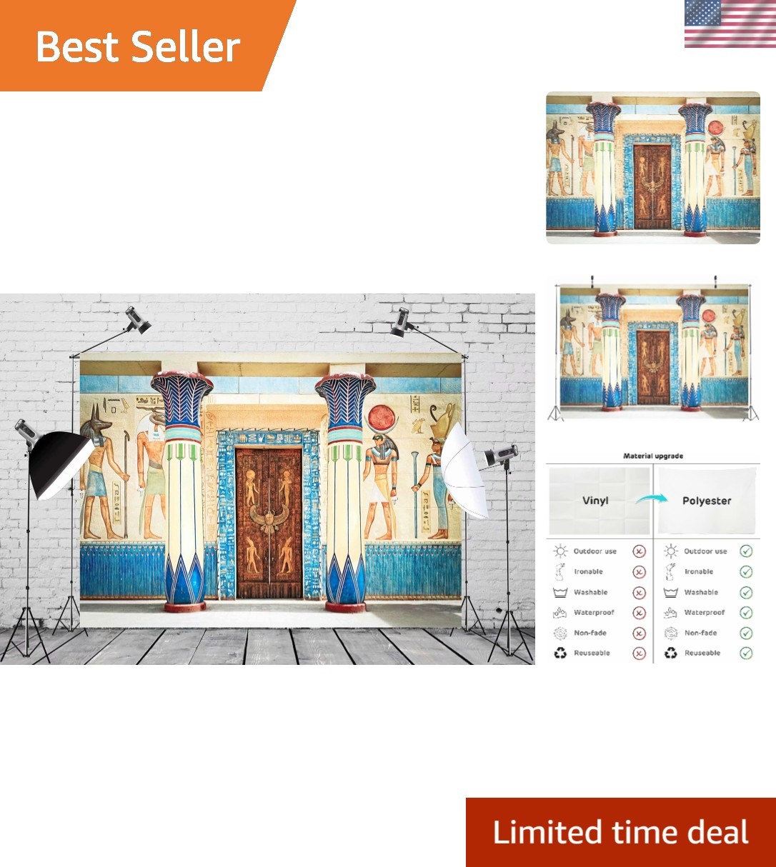 Polyester 5x3ft Egyptian-Themed Backdrop – Ideal for Portraits & Celebrations