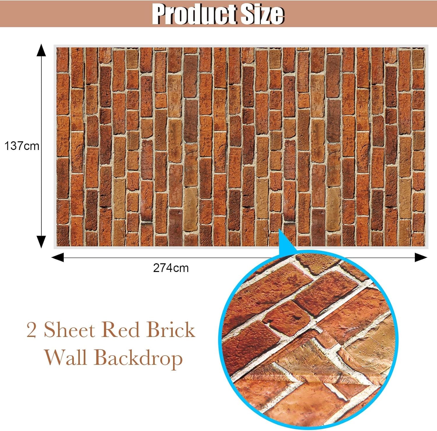 Chuangdi 4.5 x 9 Feet Brick Road Runner Novelty Aisle Floor Color