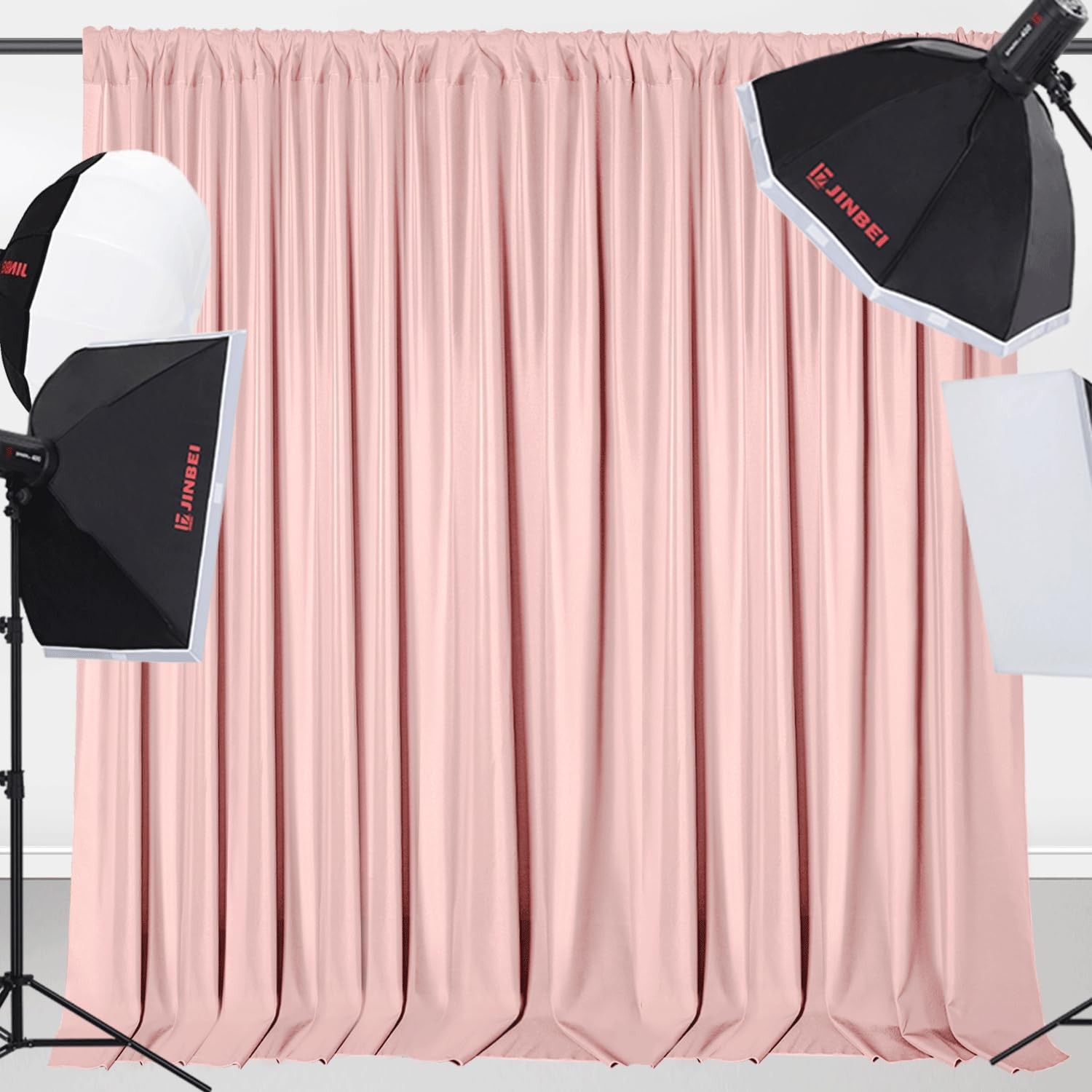 Blush Pink Backdrop Curtains 10×10 Ft 2 Panels Polyester Photography Drapes