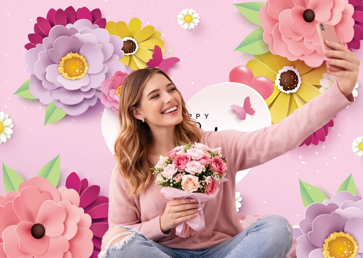 7x5ft Happy Mother’s Day Photo Backdrops Thanks Mother Party Photoshoot Backdrop