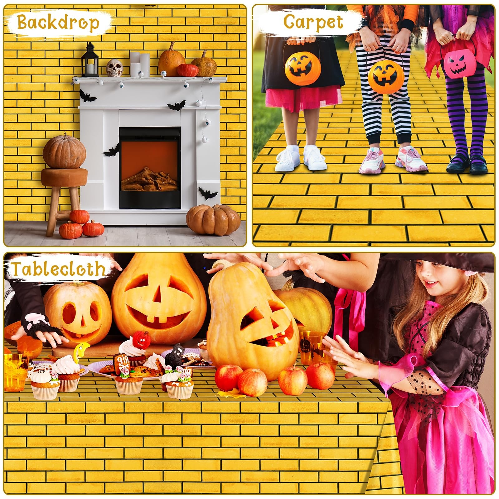 3Pcs Total 4.5×27 Feet Yellow Brick Road Floor 9 x 3Pack,
