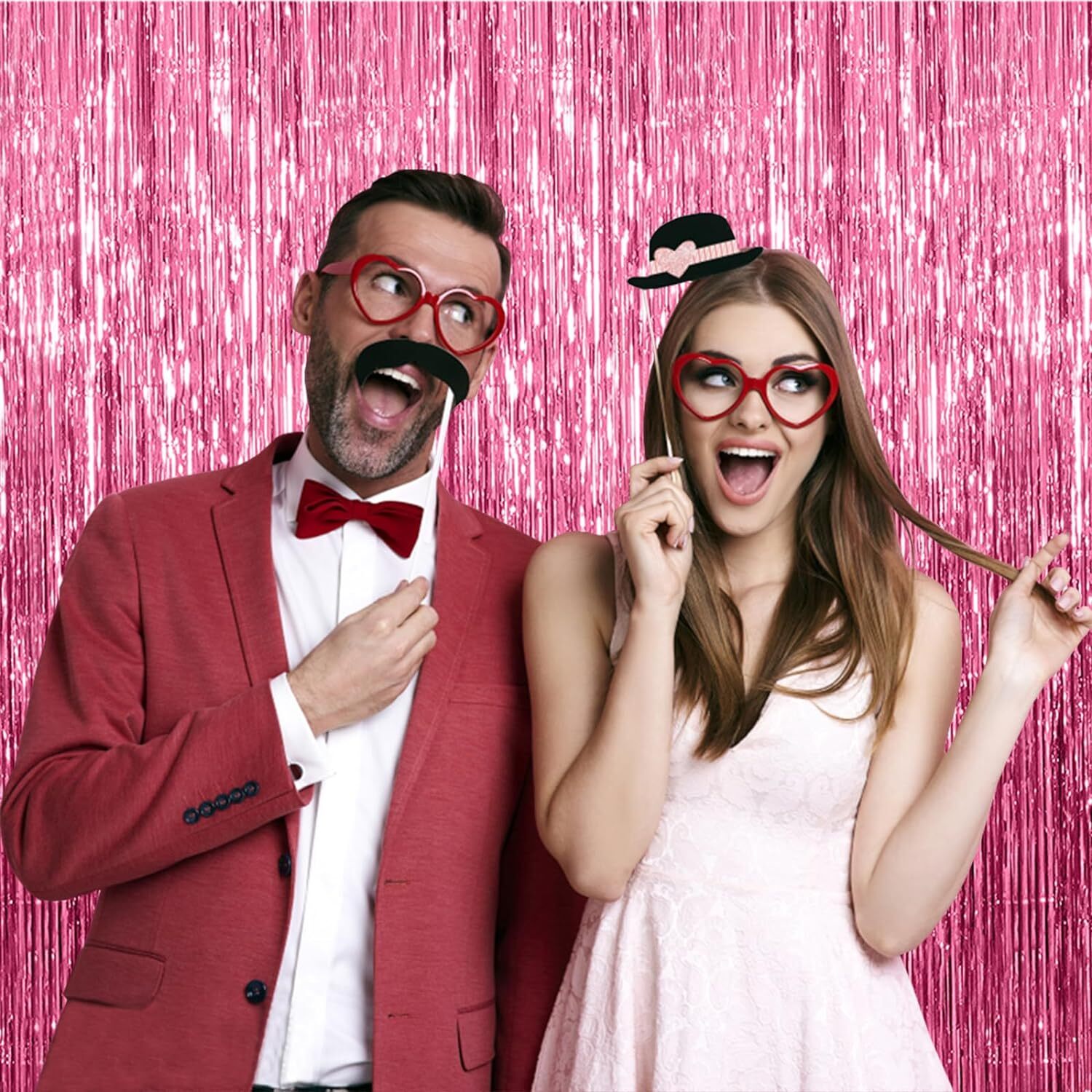 3 Pack Pink Backdrop Birthday Party Decorations Tinsel Foil Fringe