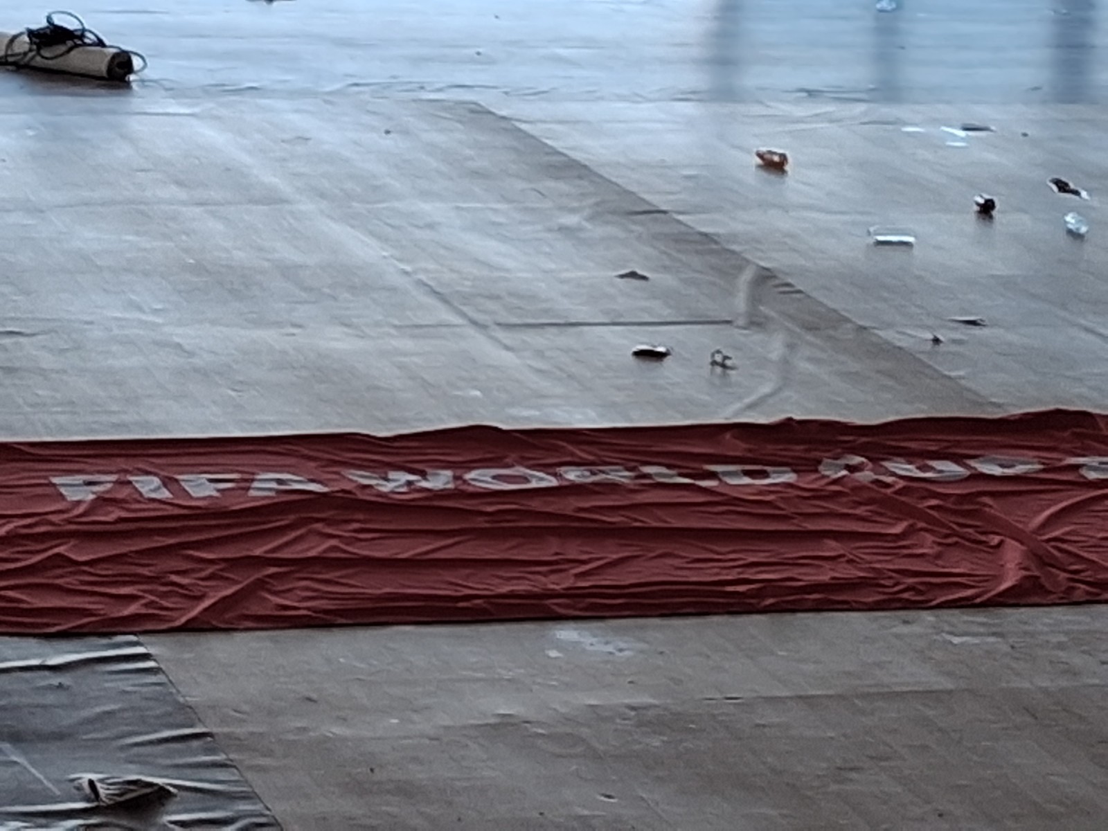 Large Red Fabric Backdrop Background Banner w/ White “FIFA WORLD CUP” Text