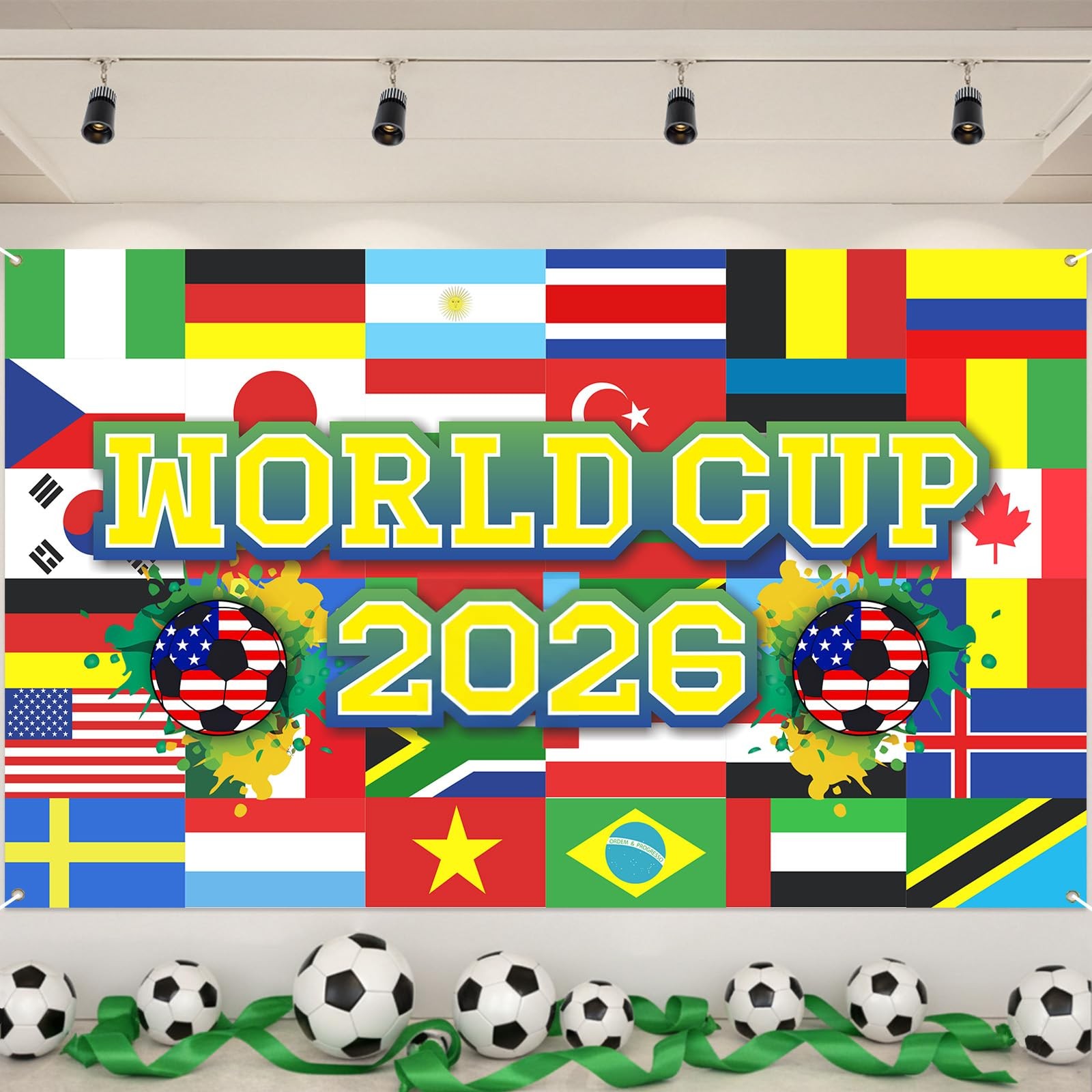 World Football Tournament Cup Celebration Backdrop 43×71 Inch 2026 Vibrant So…