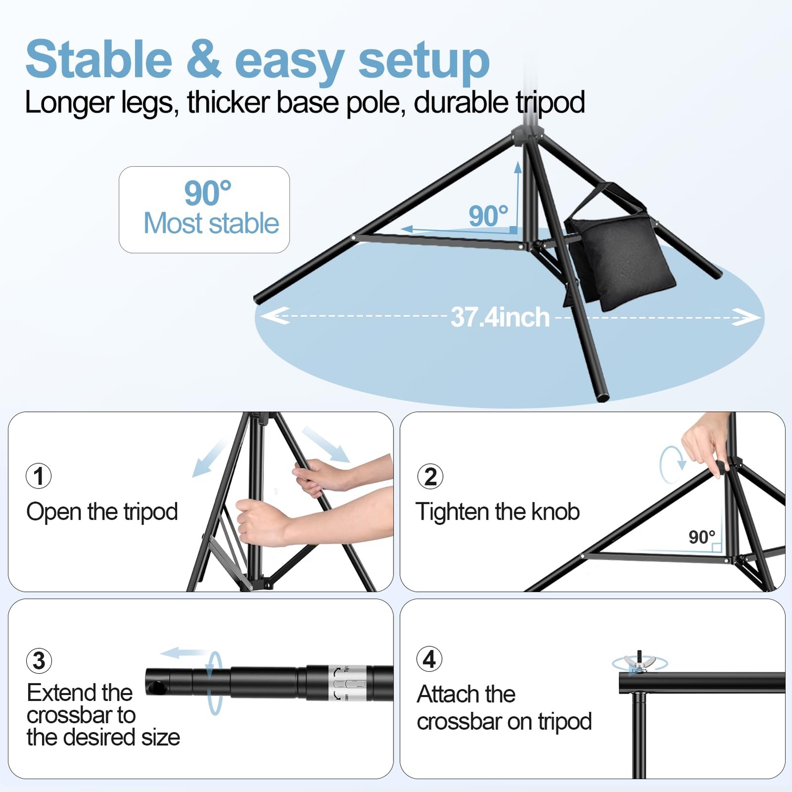 10x10FT Backdrop Stand, Photo Studio Back Drop Adjustable Stand with 6 Backdr…