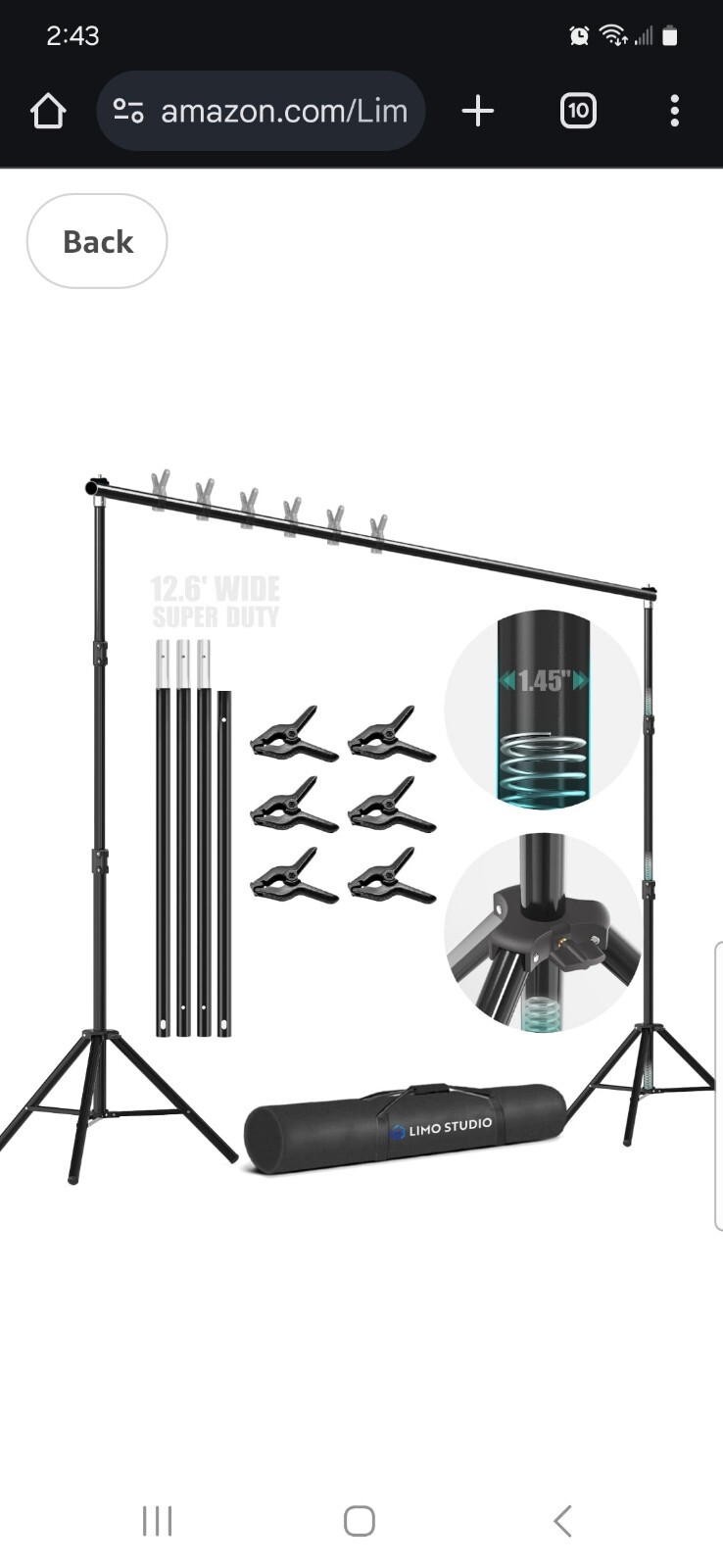 LimoStudio AGG1782 12 Feet Backdrop Support System