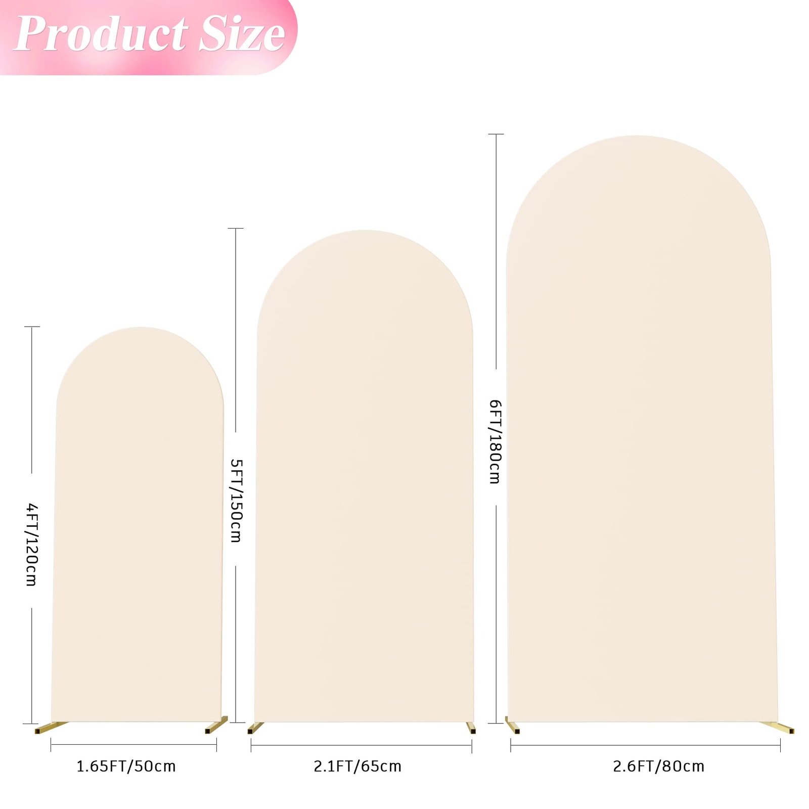 3-Pack Wedding Arch Covers Spandex Fitted for Round Top Backdrop Stands