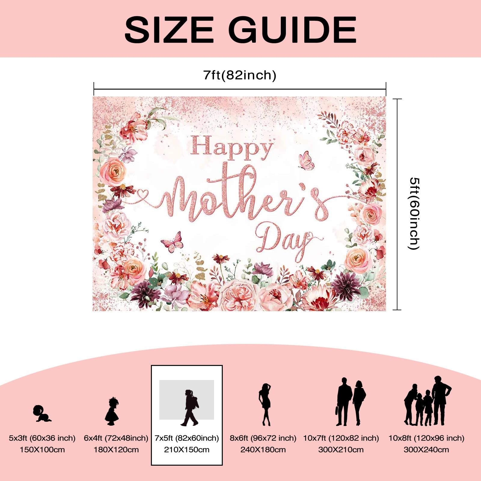 Mothers Day Backdrop Pink Floral Happy Mother’s Day Photo Background Rose Gold D