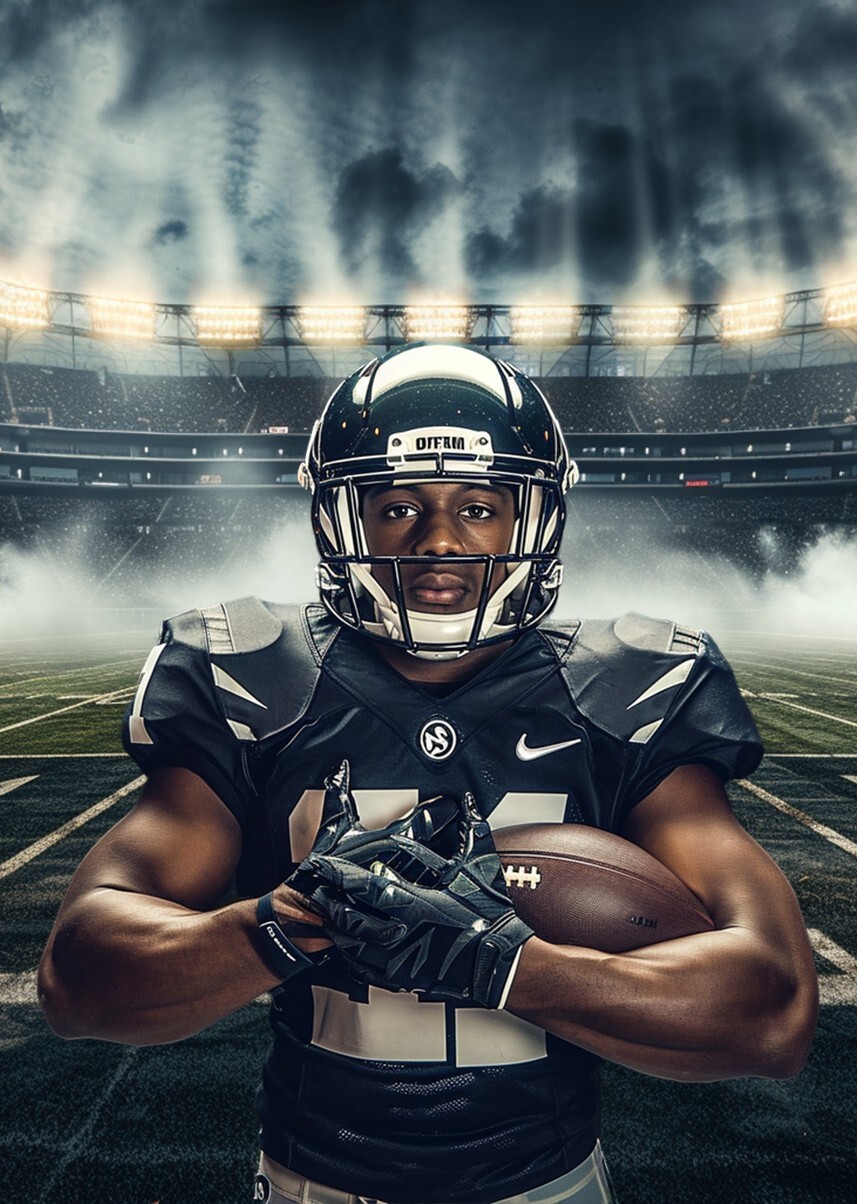 100 American Football with Smoke Digital Backdrop Overlay Studio Backdrop
