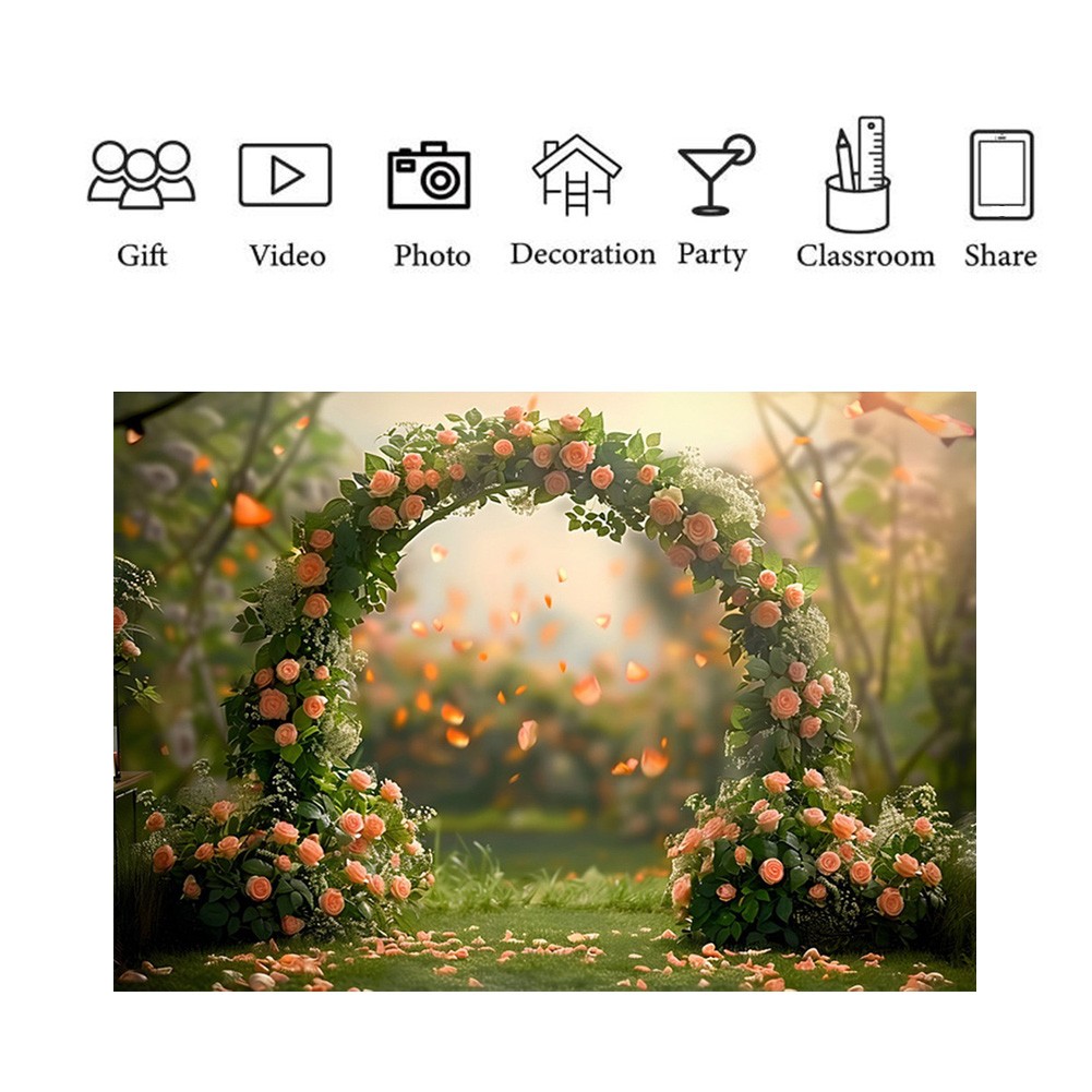 210x150cm Photography Background Fabric Wreath Scenery Wedding 3D Party2342