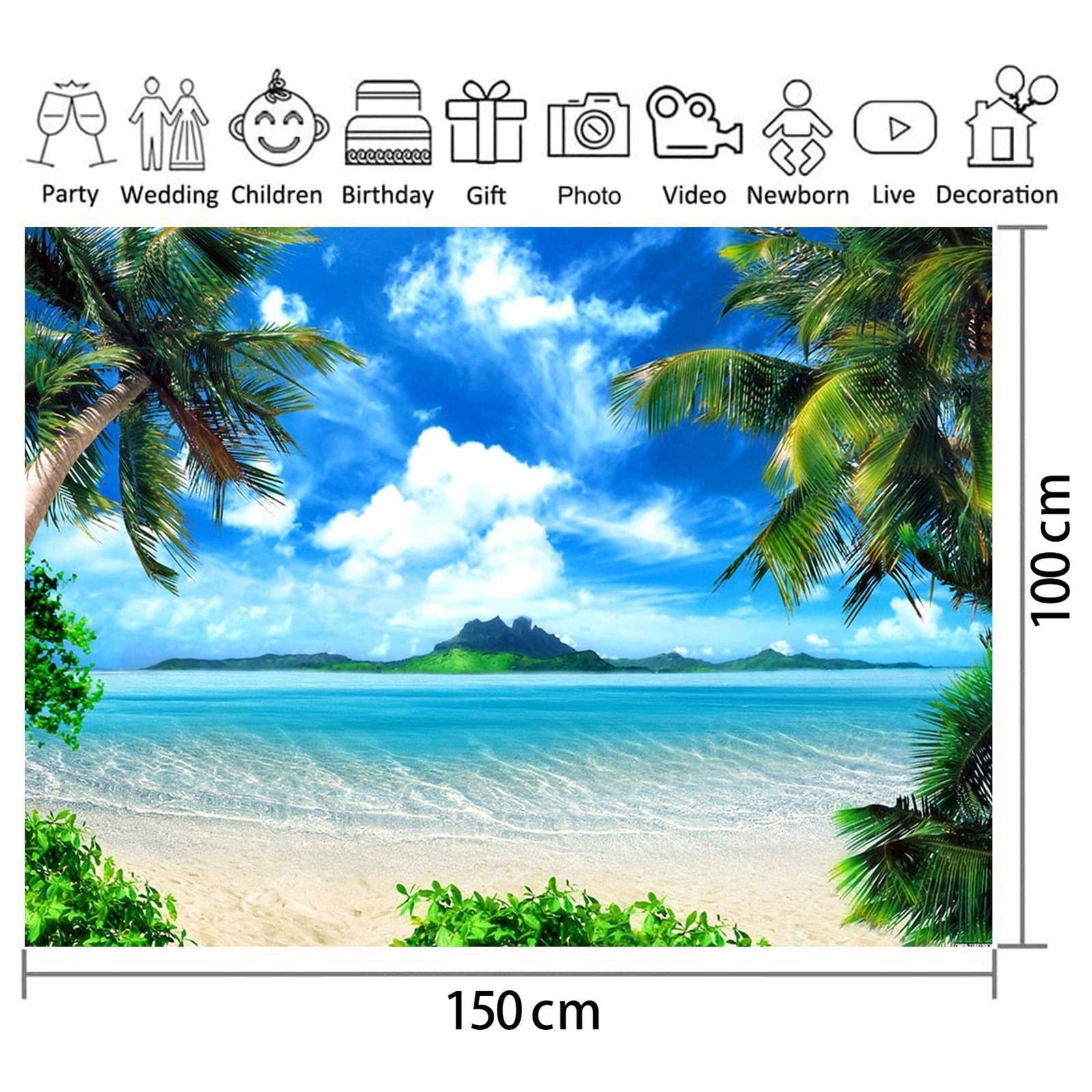 Summer Tropical Beac Photography Backdrops for Hawaii Luau Theme Pool Party