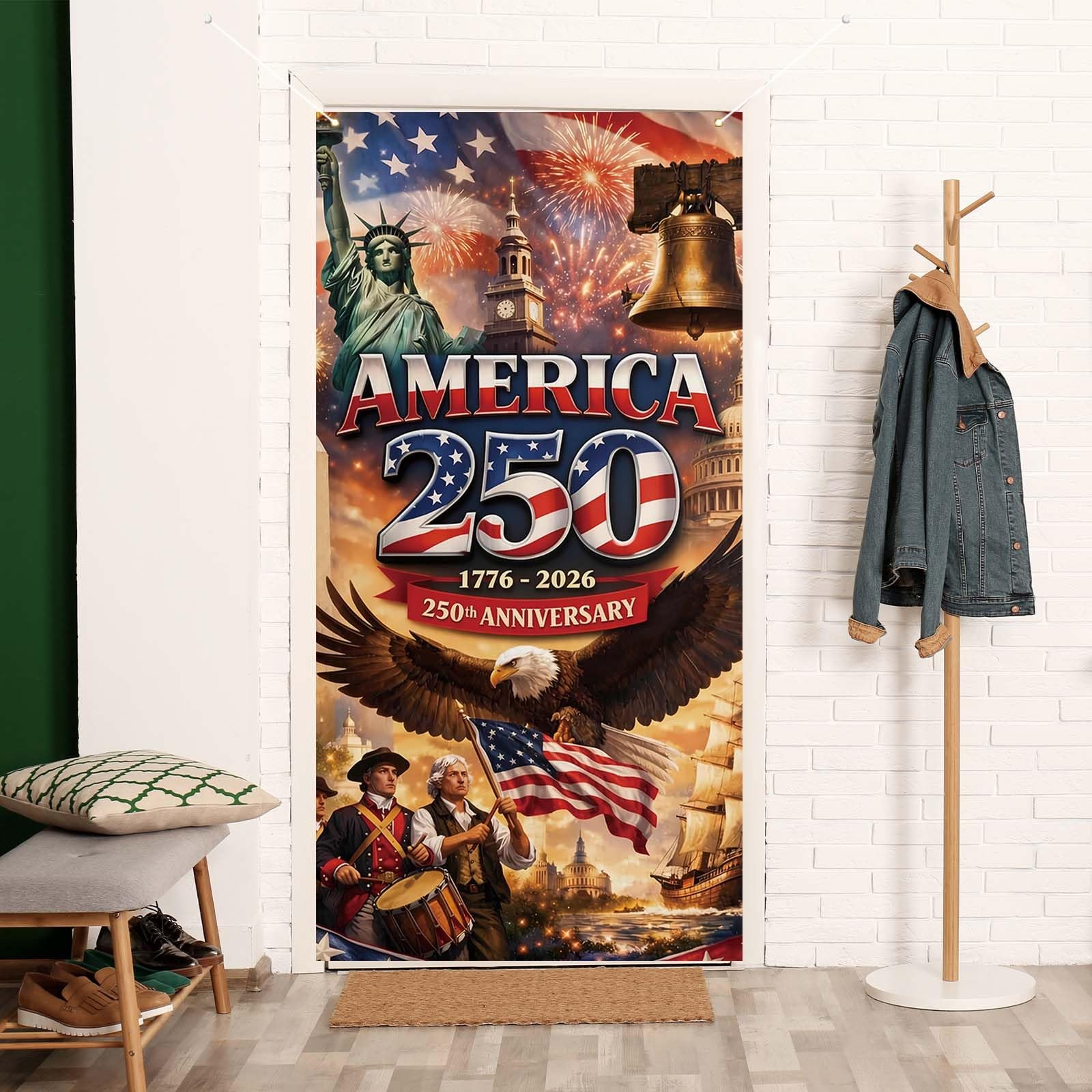 America 250 Anniversary Door Cover Patriotic Photo Backdrop 4Th of July Fourth o