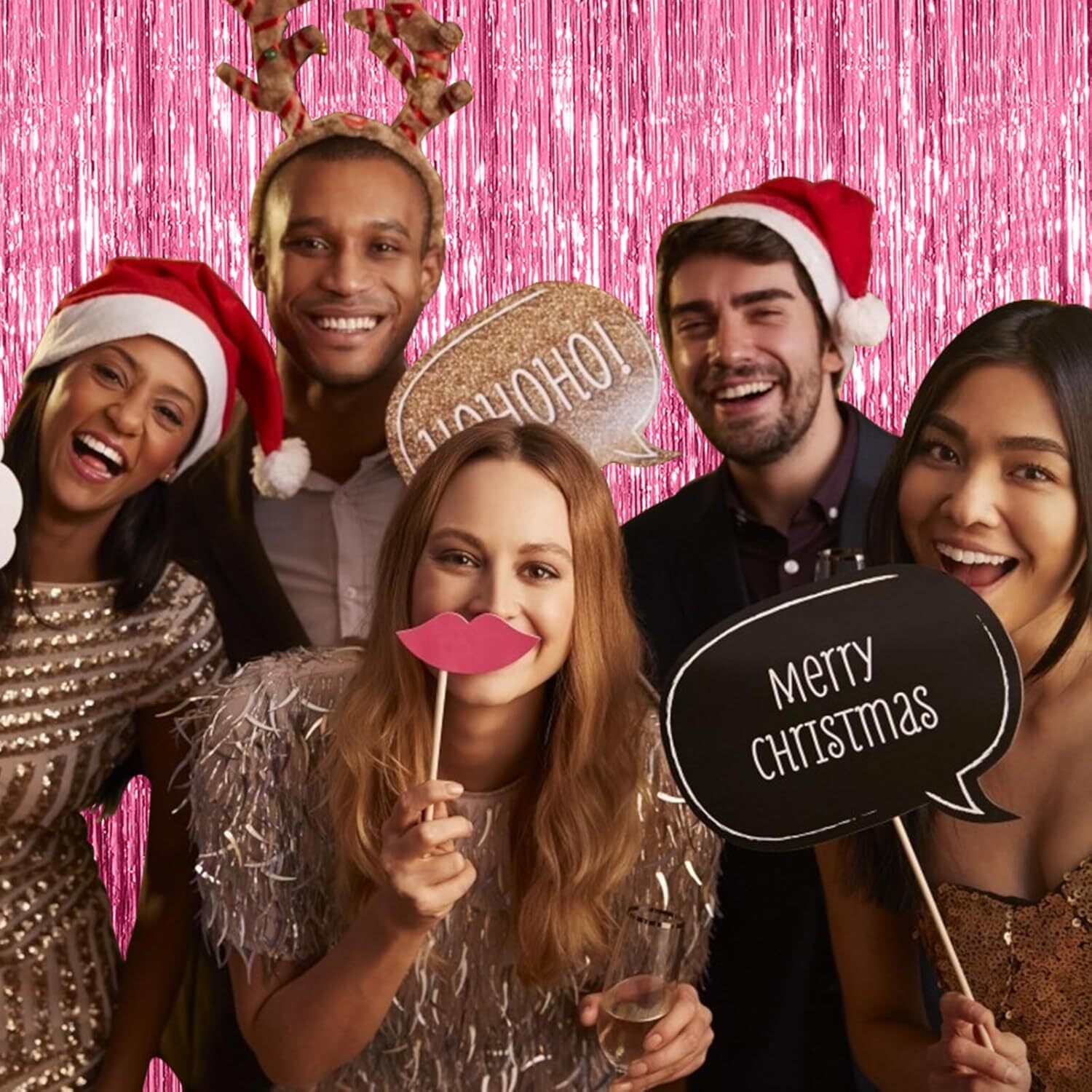 3 Pack Pink Backdrop Birthday Party Decorations Tinsel Foil Fringe