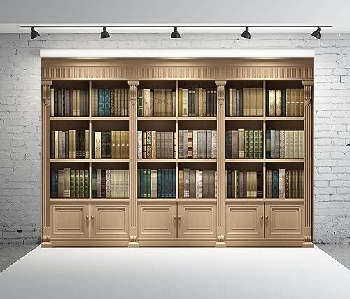 BELECO 5x3ft Fabric Vintage Wooden Bookshelf Backdrop Library 5x3FT A14630