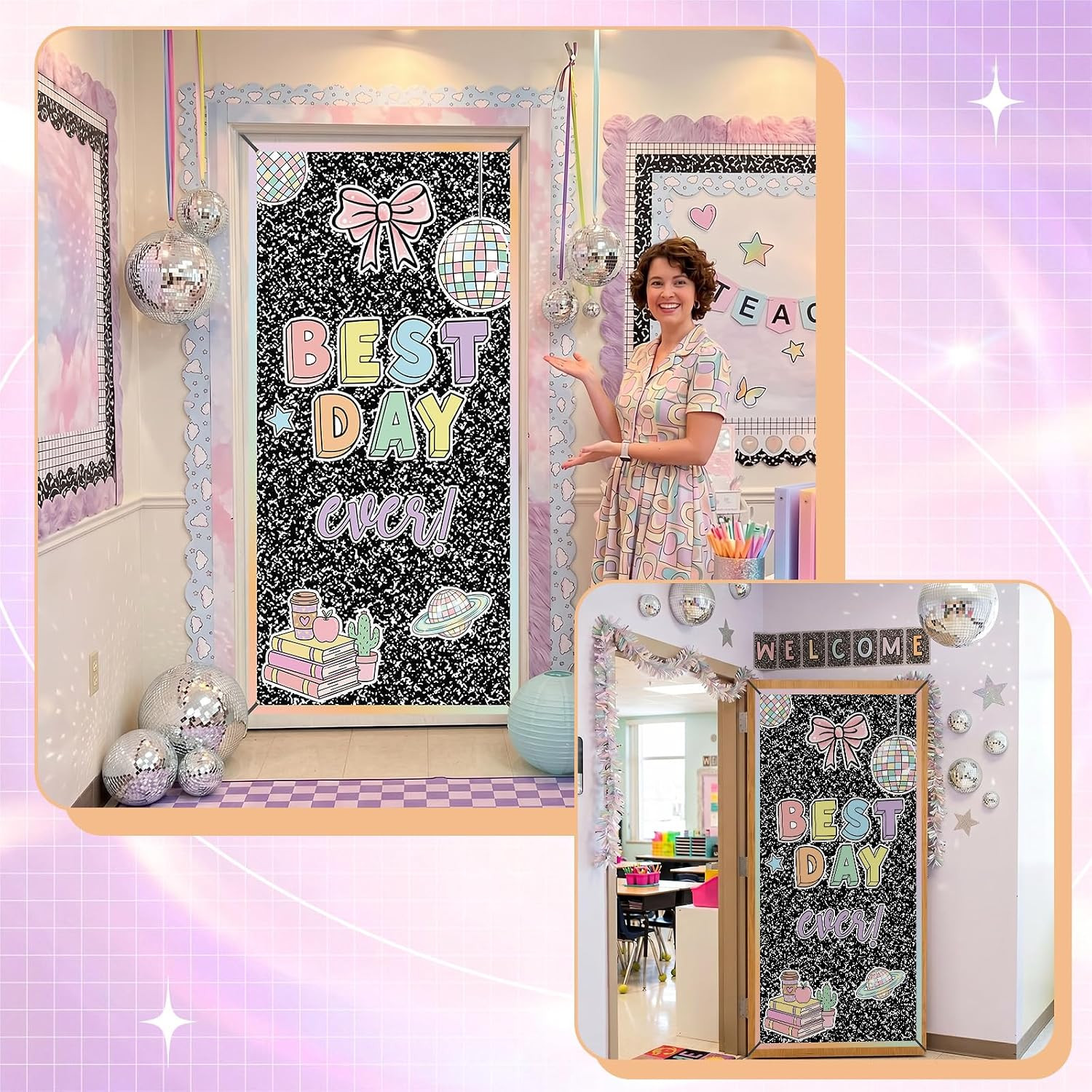 Classroom Welcome Door Cover Composition Notebook Back to School Banner Welcome