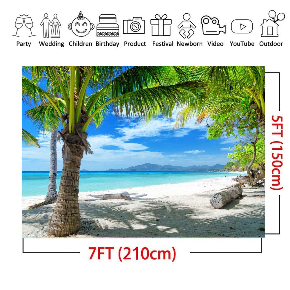 7x5ft Tropical Summer Beach Photography Backdrops Hawaiian Luau Party Blue Sk…