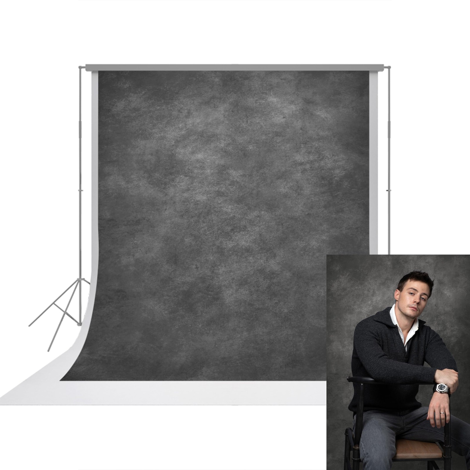 Grey Fabric Photo Backdrops Abstract Texture Headshots Portraits Studio 8×8 Ft