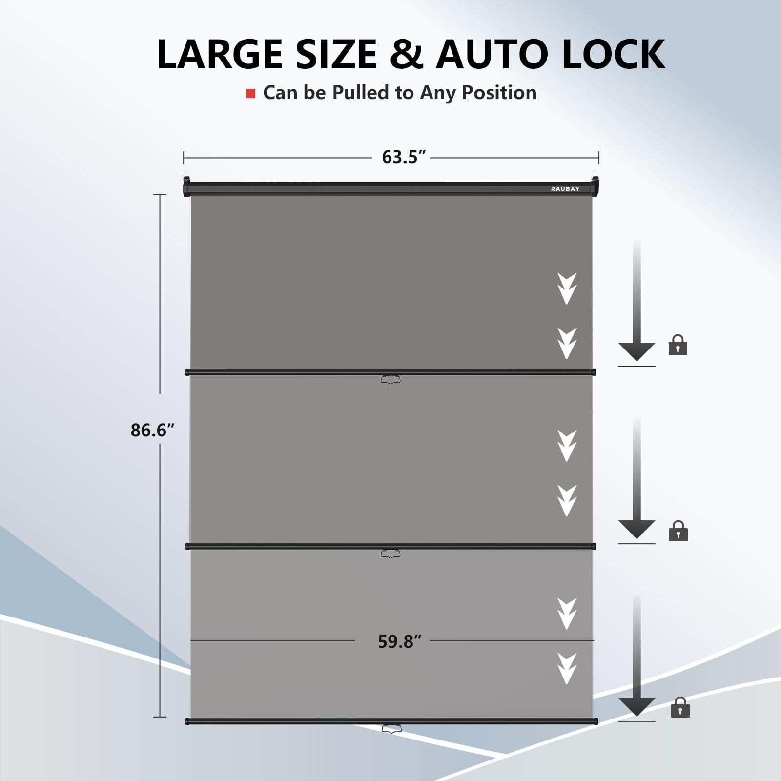 RAUBAY Retractable Pull Down Grey Screen Standard(59.8 x 86.6in),